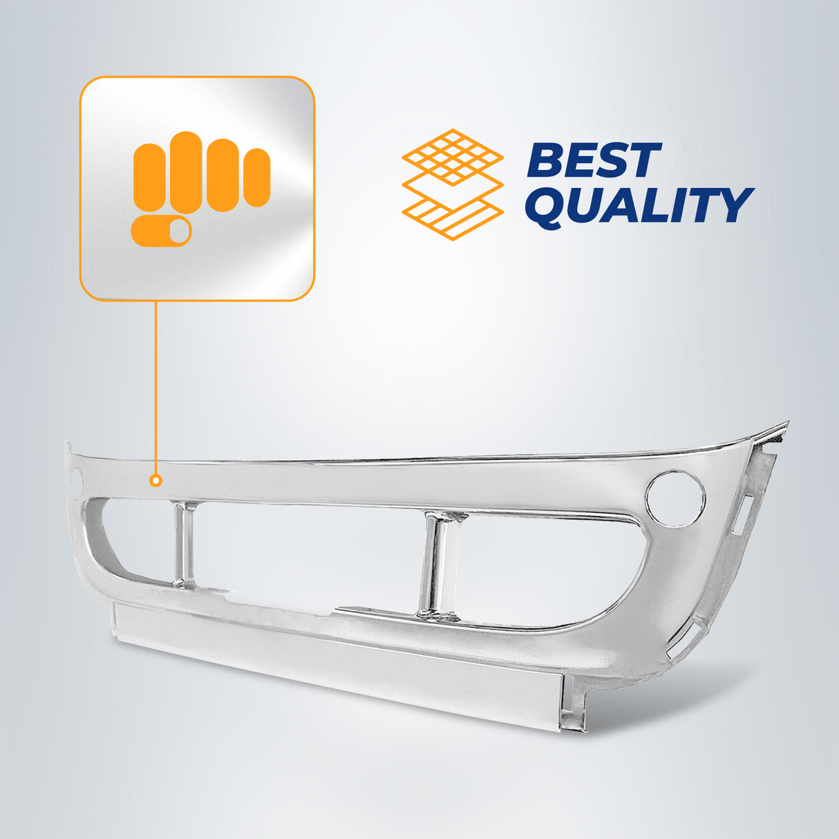 Front Chrome Center Bumper Cover for 2008-2017 Freightliner Semi Trucks Aftermarketus Bumpers