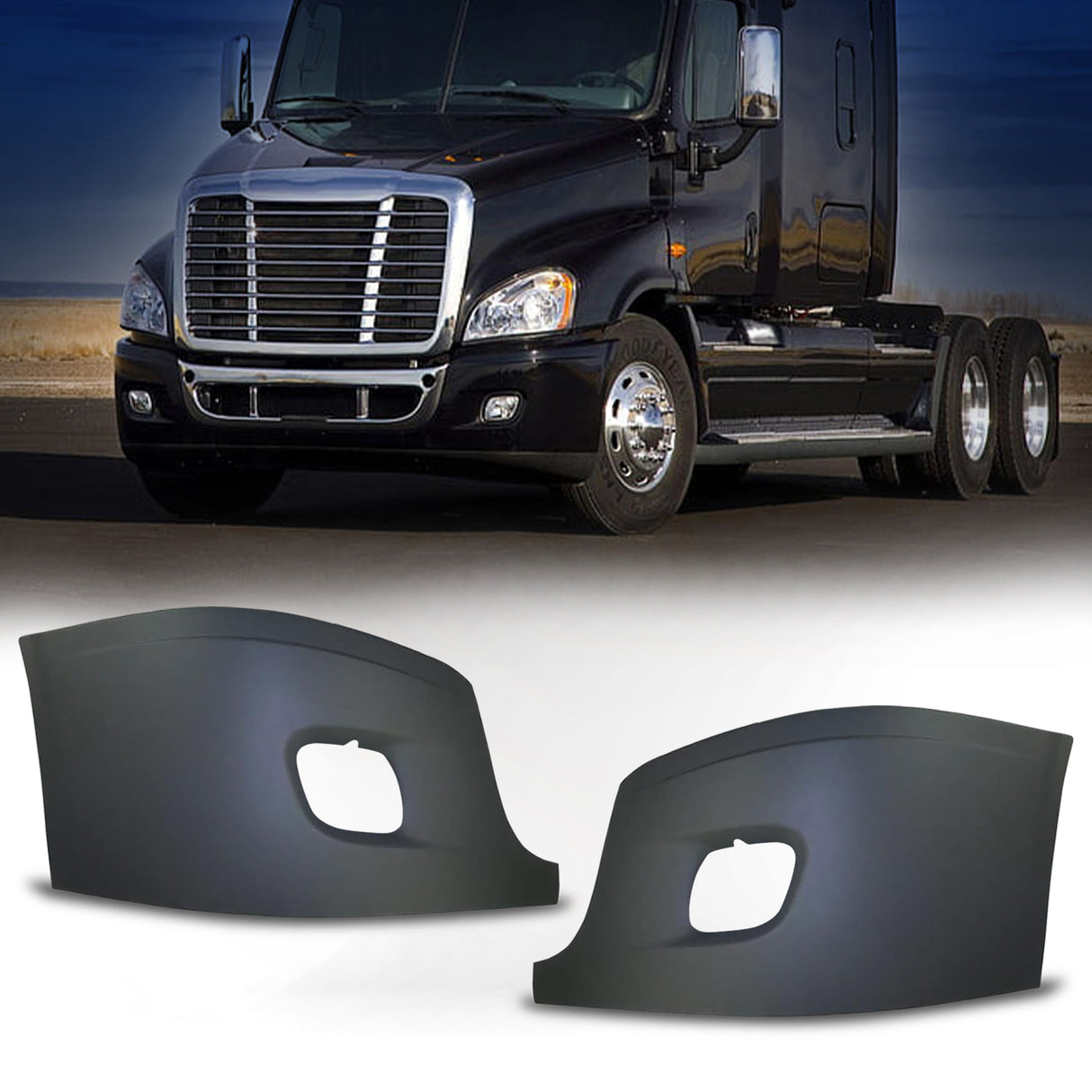 Bumper Cover Replacement (with Fog Light Hole) for 2008-2017 Freightliner | Pair Aftermarketus Bumpers