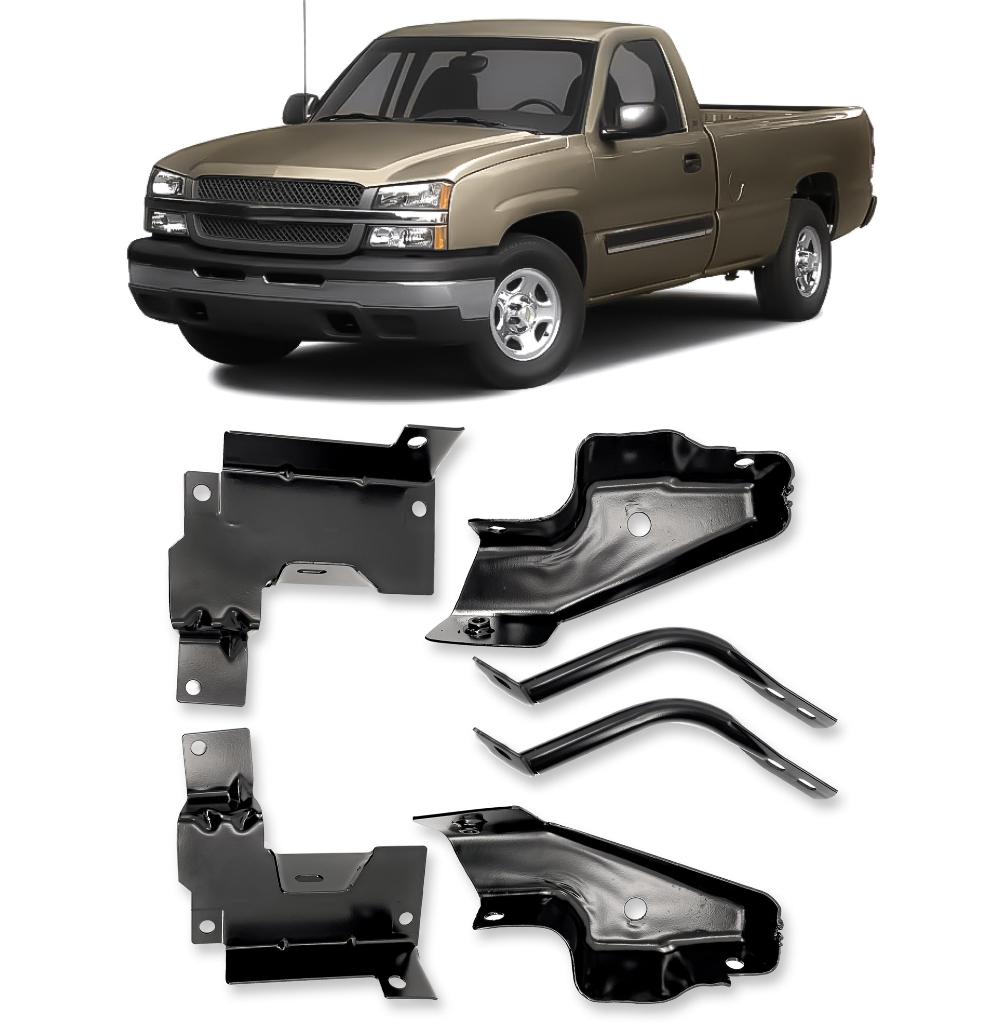2005 Silverado 2500 Front Bumper Front Bumper Bracket Set for 2003-2006 Silverado 1500