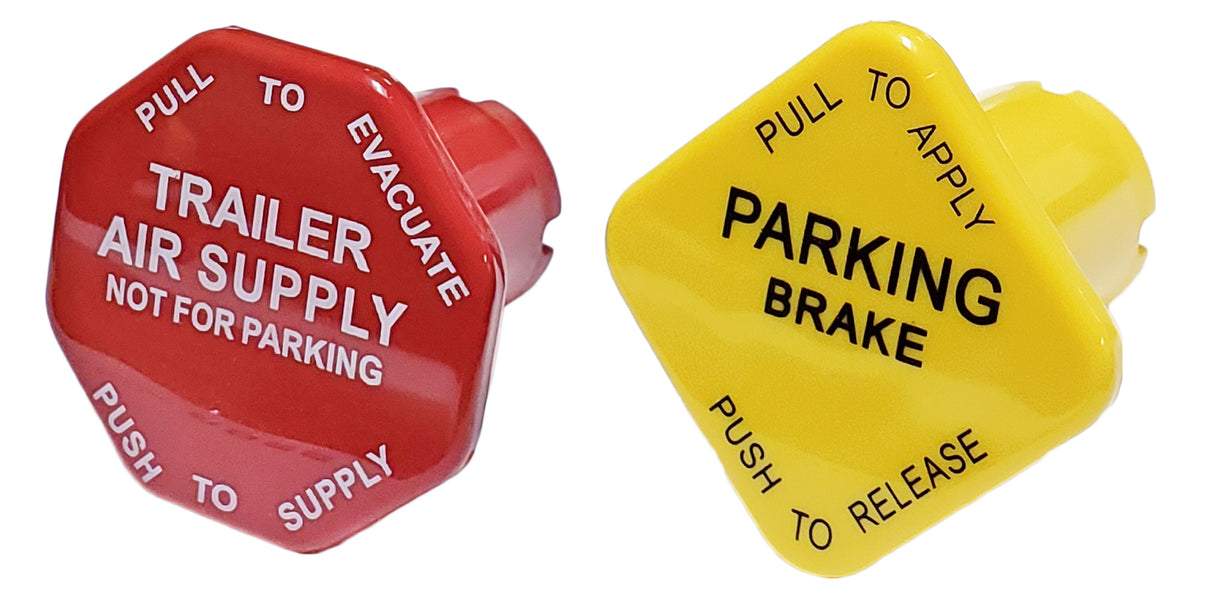 Yellow Parking Brake Knob & Red Trailer Air Supply Knobs SET Aftermarketus Other Air Brake Parts