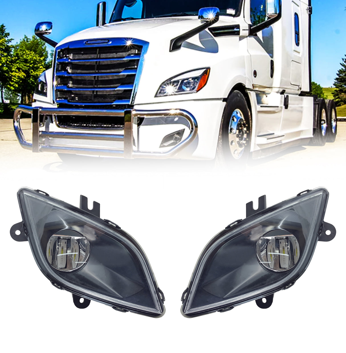 LED Fog Lights for 2018-2024 Freightliner Cascadia Semi Trucks | Replacement Freightliner A66-03653-000, A66-03653-002 | Pair Aftermarketus Fog Lights