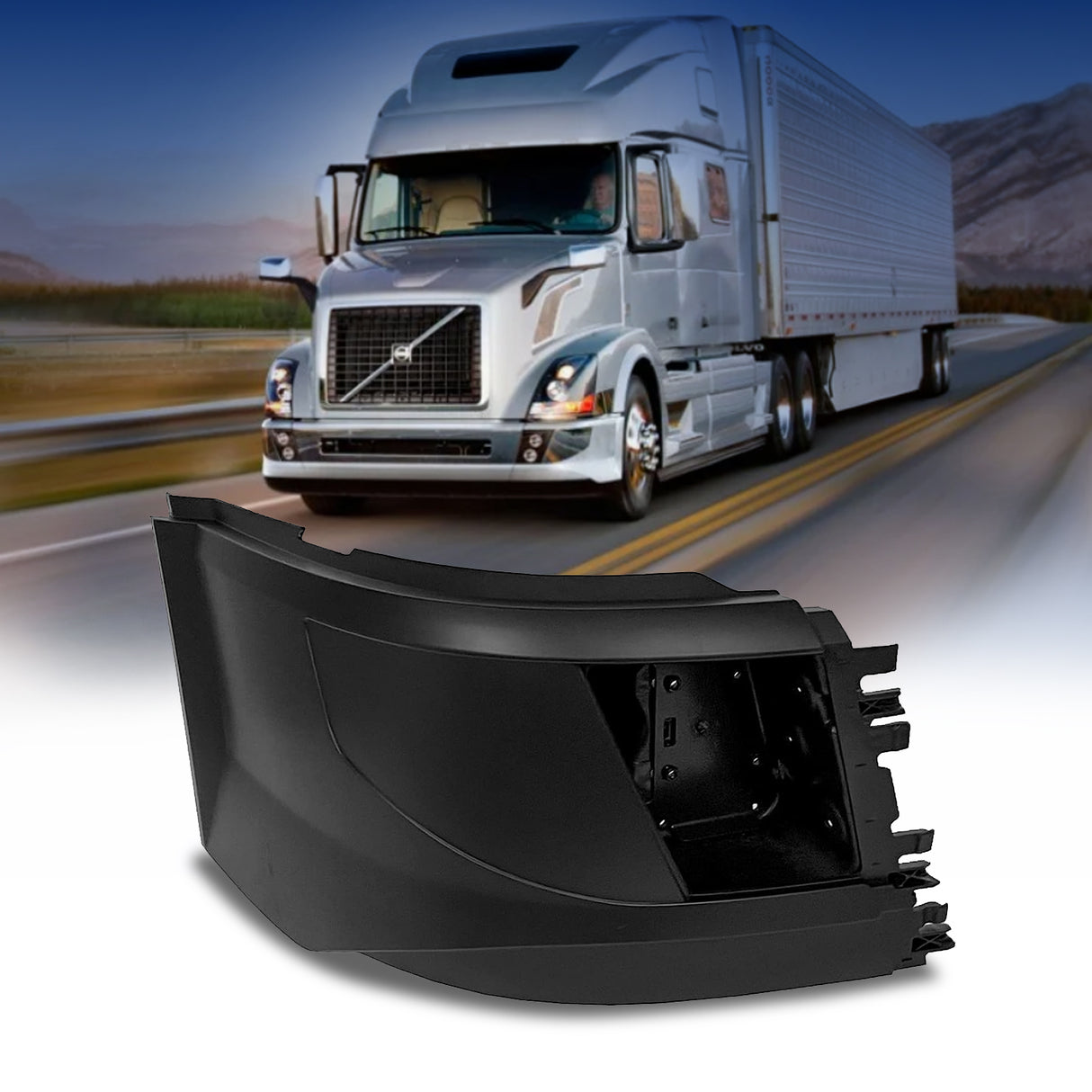 Corner Side Bumper Replacement (with Fog Light Hole) for 2016–2017 Volvo VNL | Right Aftermarketus Bumpers