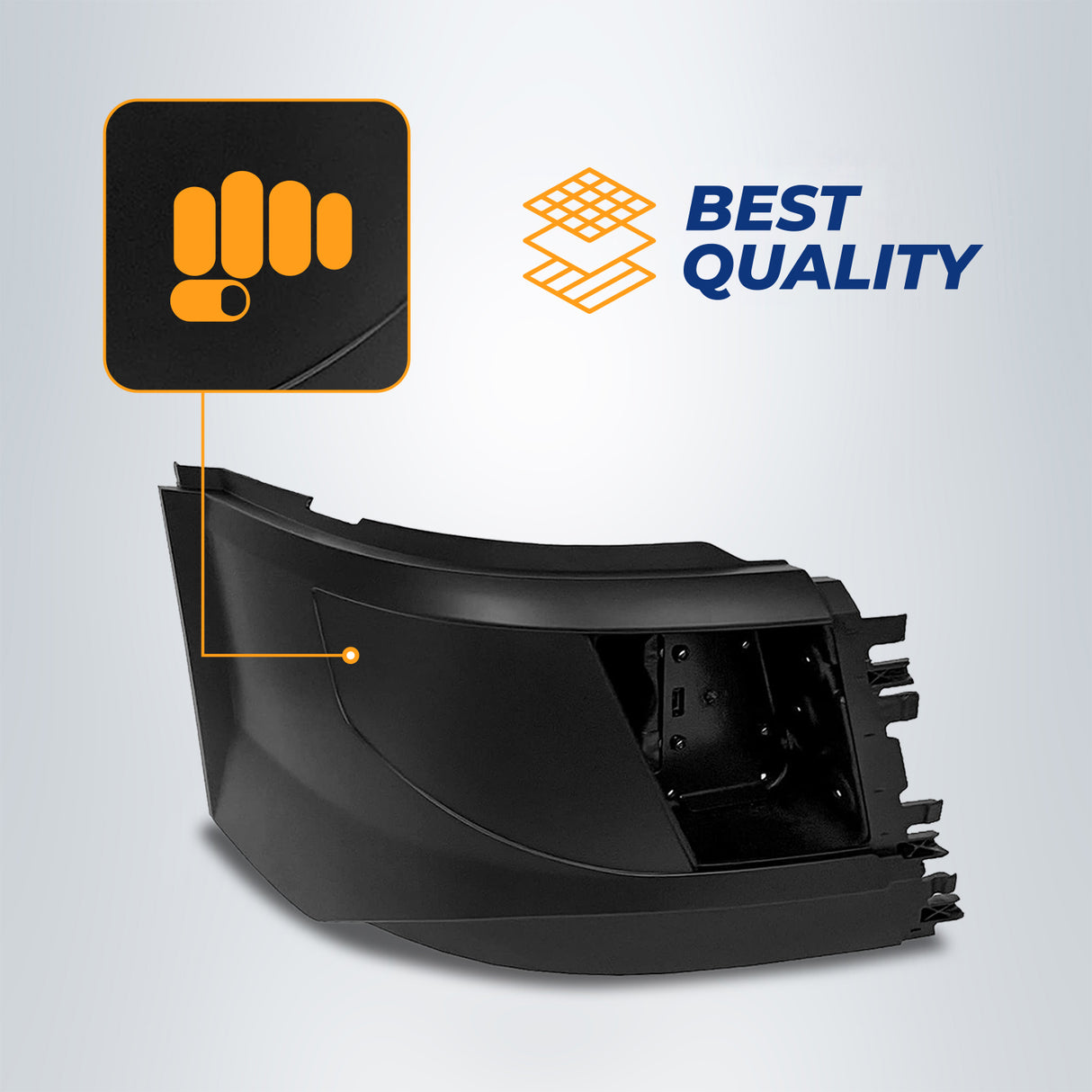 Corner Side Bumper Replacement (with Fog Light Hole) for 2016–2017 Volvo VNL | Right Aftermarketus Bumpers