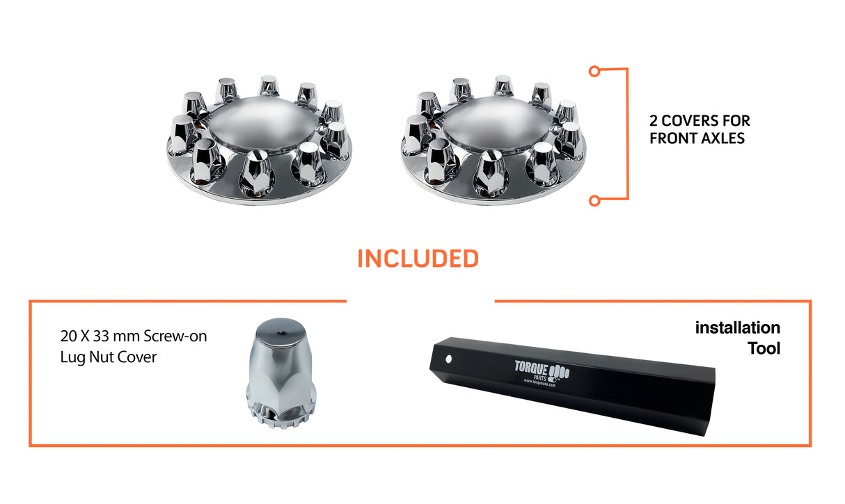 2 Pack of Front Axle Wheel Cover Hubcap 33mm for Semi Truck Aftermarketus Lug Nut & Wheel Axle Covers