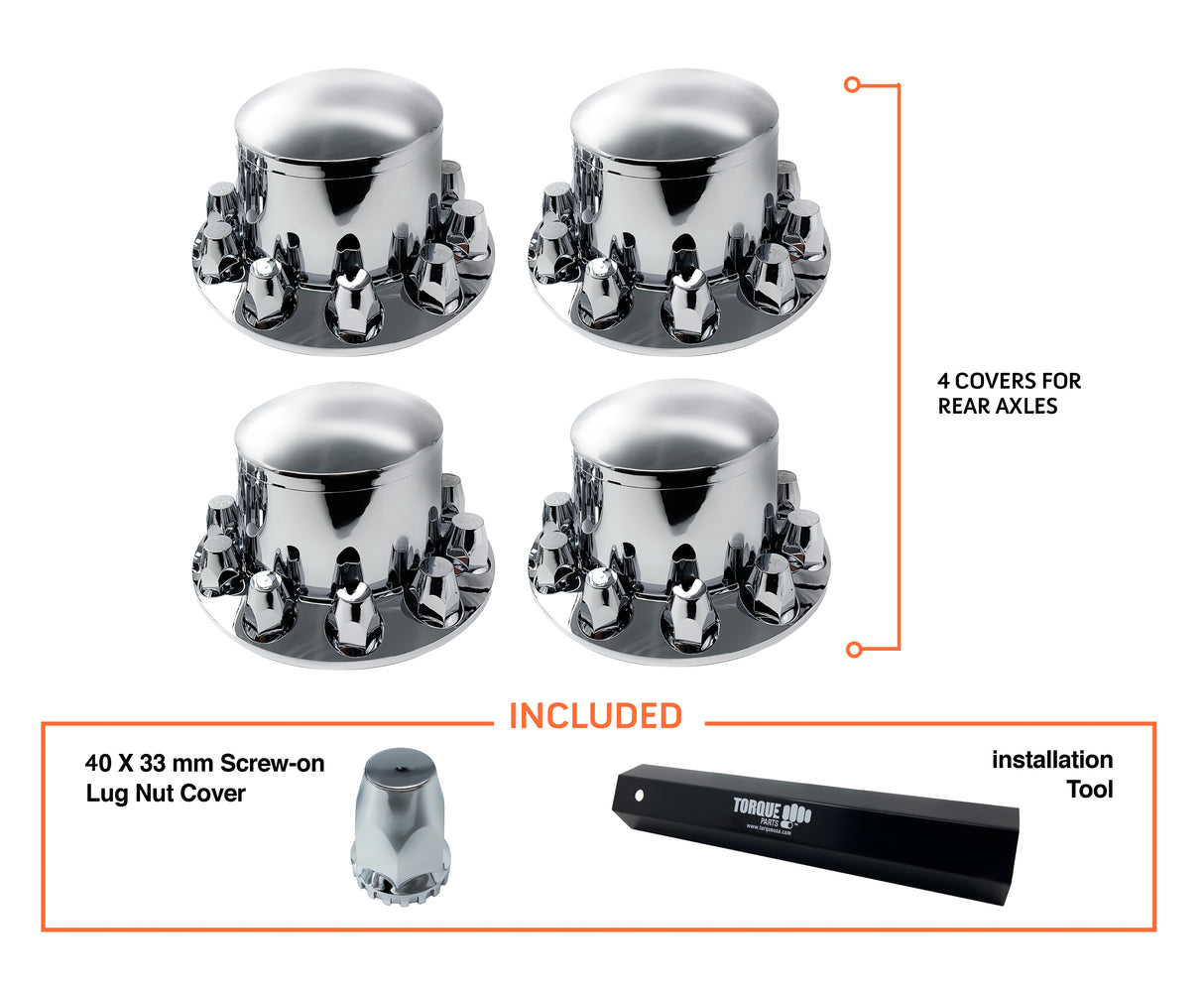4 of Rear Axle Wheel Cover 33mm Lug Nut Cover for semi Truck Aftermarketus Lug Nut & Wheel Axle Covers