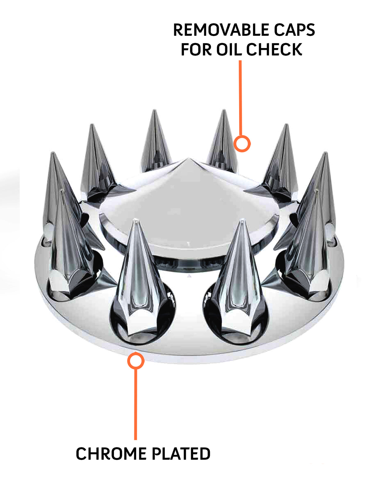 TORQUE Front Axle Wheel Cover Hubcap 33mm Spike - 2 pieces Aftermarketus Wheel Axle Covers