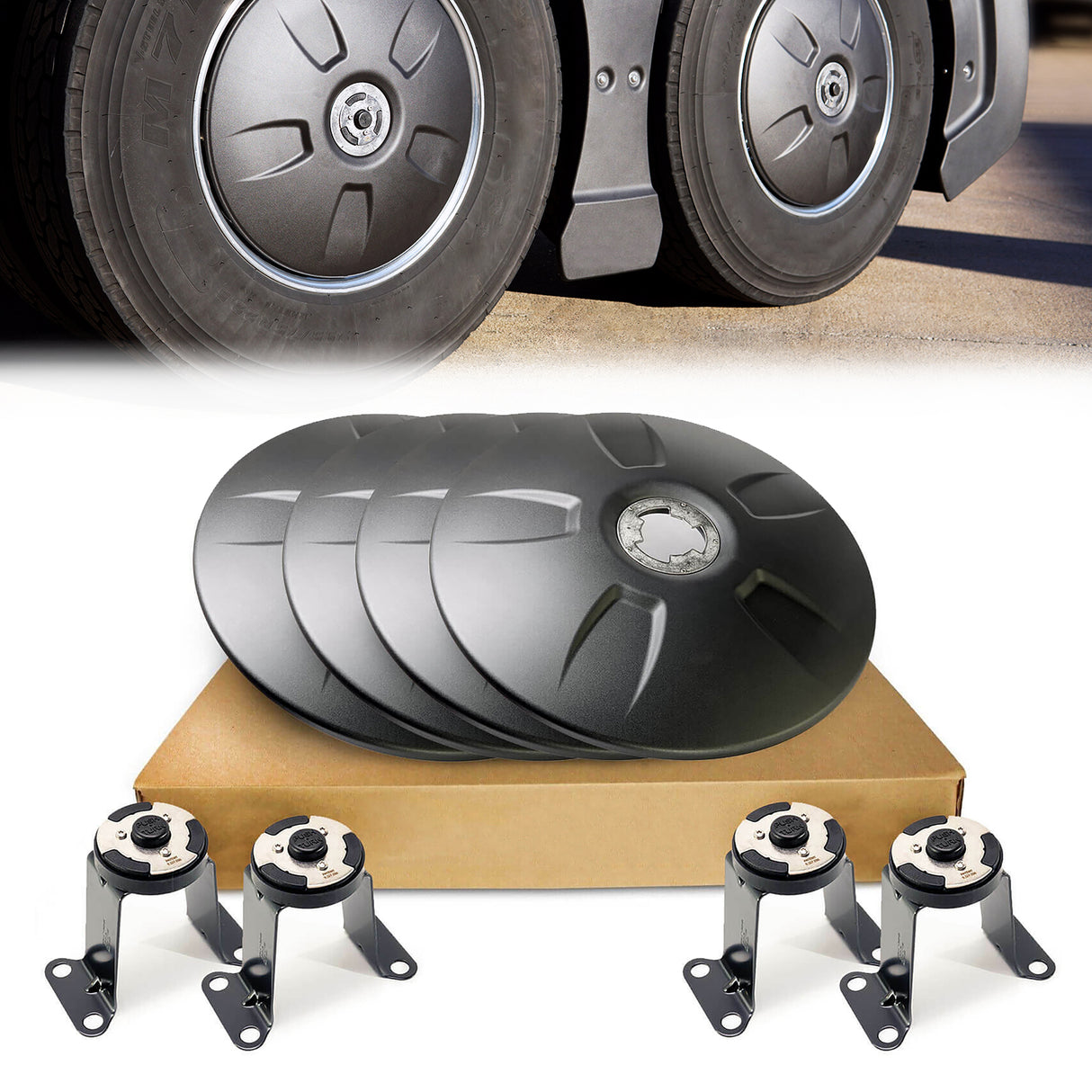 Aerodynamic 22.5" Wheel Covers Caps for Truck Trailer Axle Aftermarketus Wheel Axle Covers