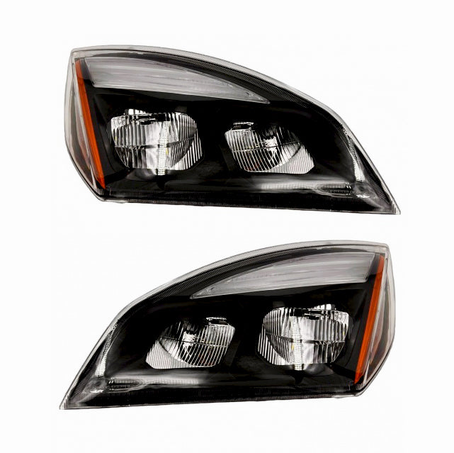 Headlight for 2018-2024 Freightliner Cascadia | Replacement Freightliner A6601405003 A6601405002 | Black Housing | Pair Aftermarketus Headlights