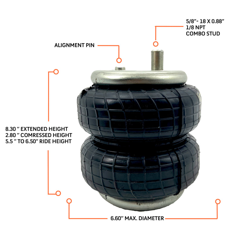 Air Spring with Air Line Kit (Replaces Firestone 6397) - AFTERMARKETUS Torque Pick Up Convoluted Air Springs