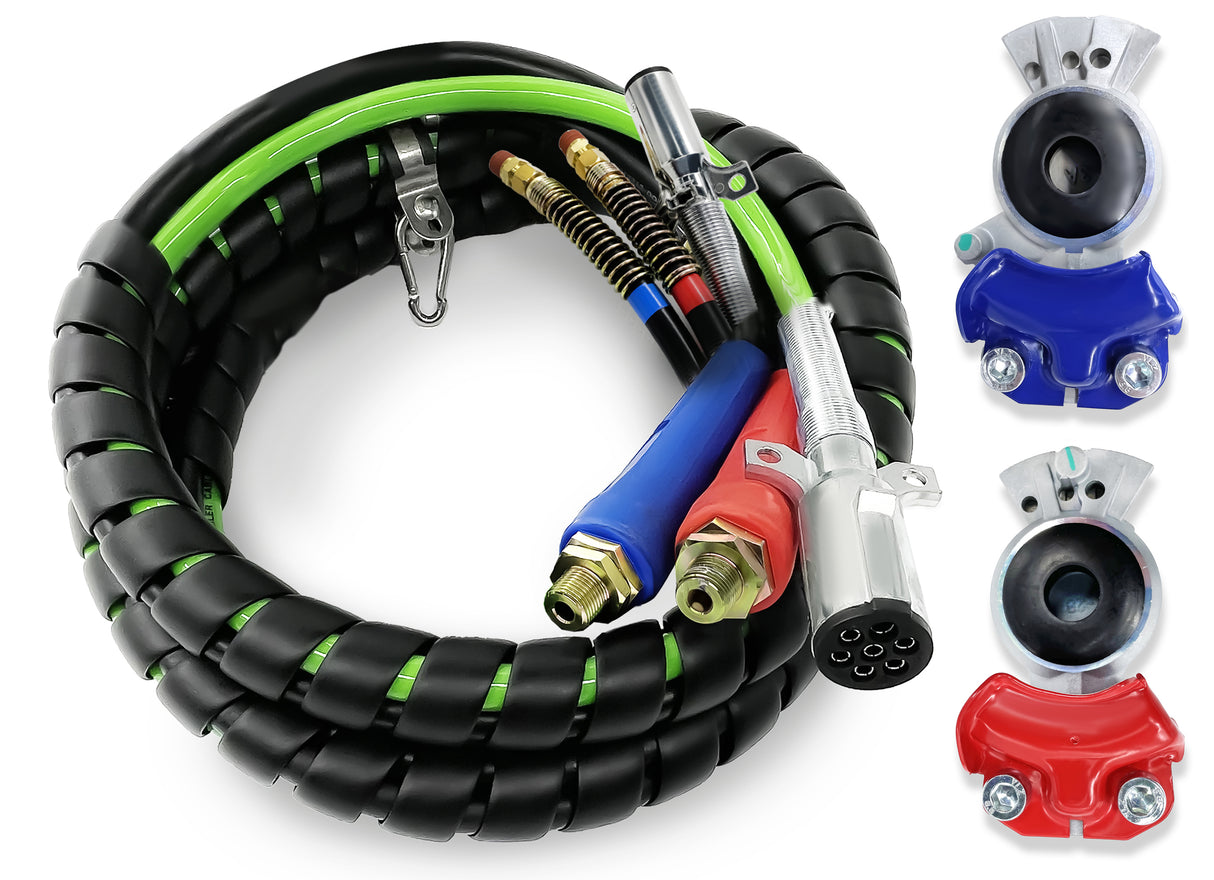 15ft 3 in 1 ABS & Air Power Line Hose Wrap with Gladhands Aftermarketus ABS Cables