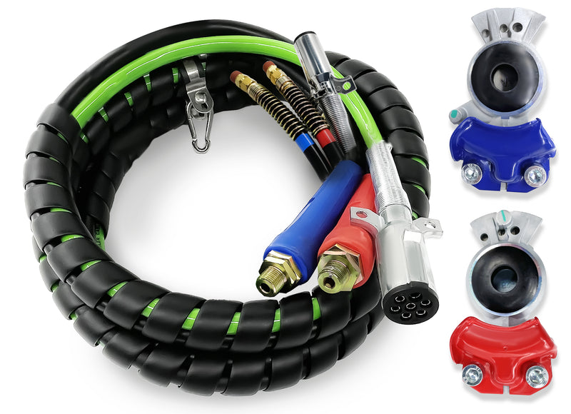 15ft 3 in 1 ABS & Air Power Line Hose Wrap with Gladhands - AFTERMARKETUS Torque ABS Cables