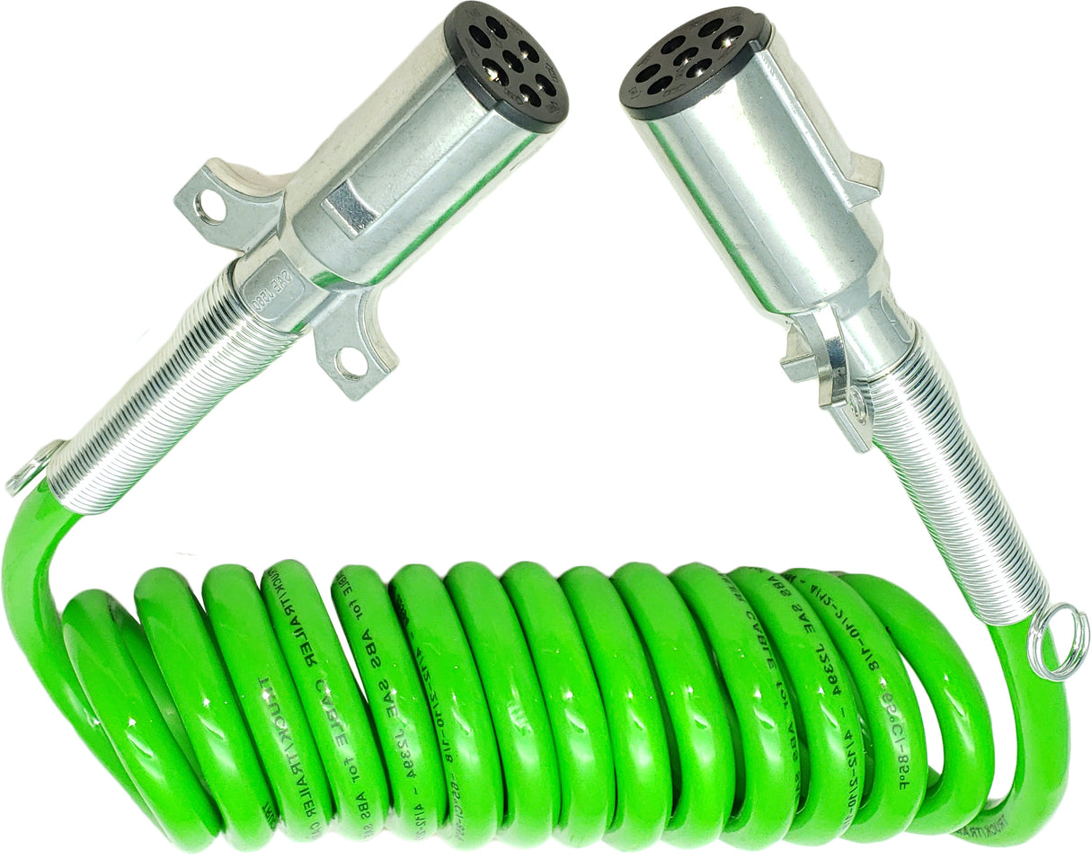 7 Way ABS 15 ft Green ABS Coil Trailer Electric Cable Power Aftermarketus ABS Cables
