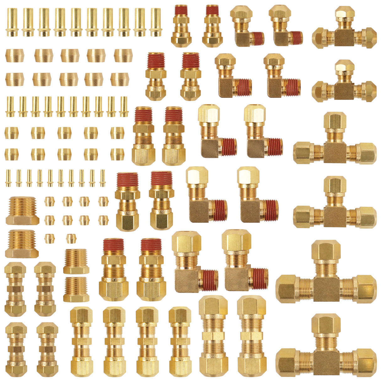 Brass DOT Push-in Air Brake Fitting Assortment Kit (101 pcs)