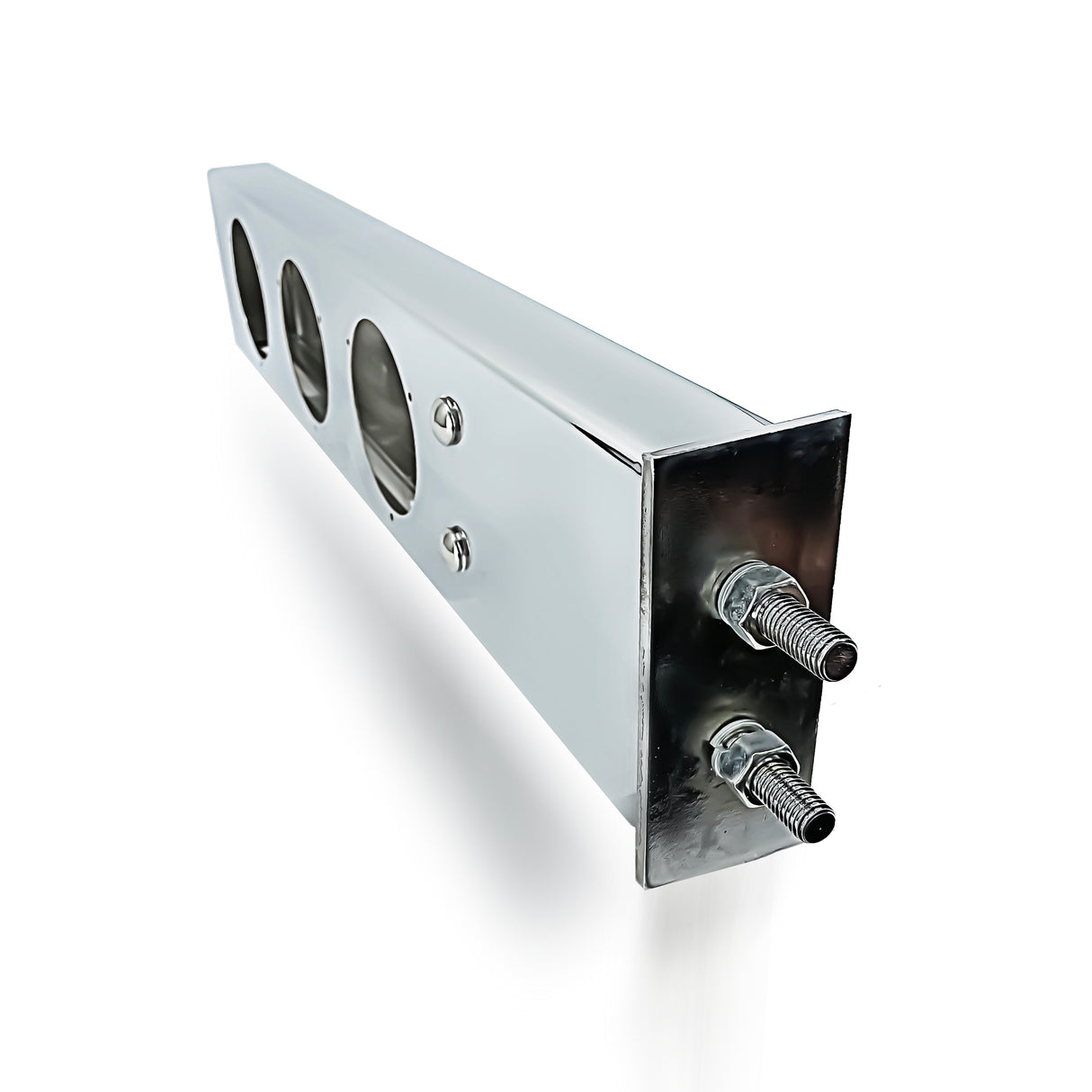 TORQUE 30" Chrome Mud Flap Hanger with 6 of 4" Light Cutouts Aftermarketus Mud Flap Hangers