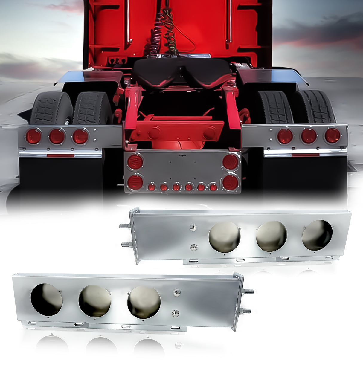 30" Stainless Steel Mud Flap Hanger w/ 6 of 4" Light Cutouts Aftermarketus Mud Flap Hangers