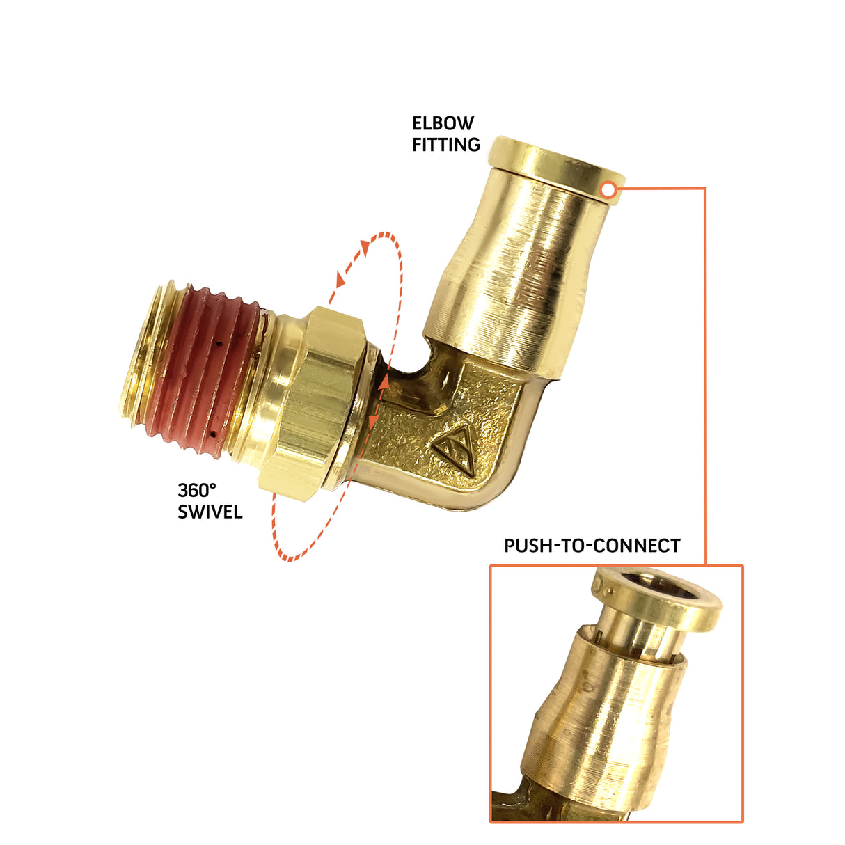 Push In To Easy Connect Swivel Air Male Elbow Fitting | 10 Pack