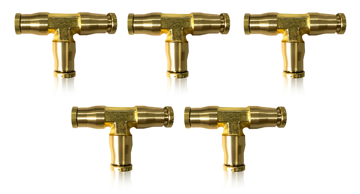 Union Tee for 1/4" Tubing with Push-to-Connect(PTC) | 5 Pack