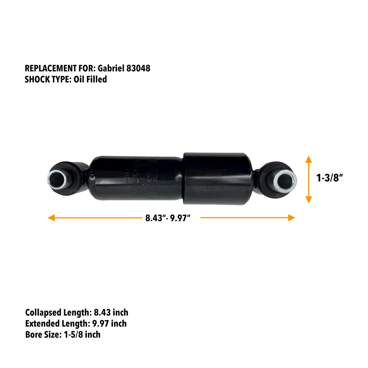 Cab Shock Replacement | Fits Volvo VT, VAH, VHD, VN, VNL, VNM (Select Models) | Replaces Gabriel 83048