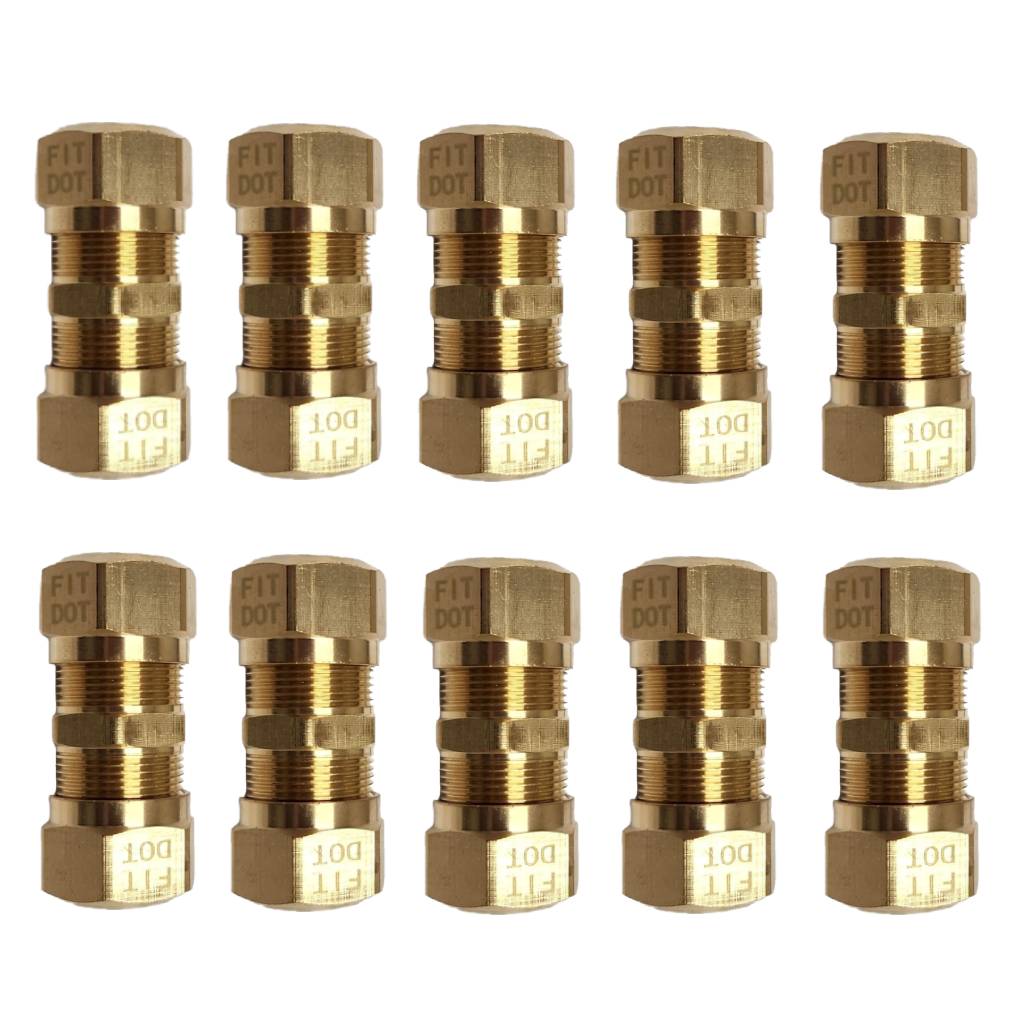 Brass Compression Tube Fitting, Union, 5/8" OD x 5/8" OD - 10 Pcs