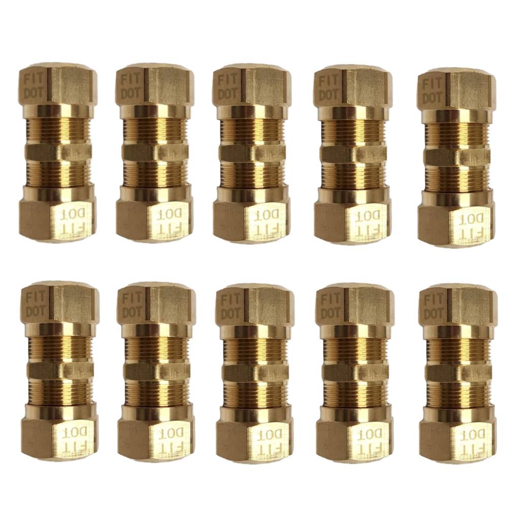 Brass Compression Tube Fitting, Union, 1/2" OD x 1/2" OD - 10 Pcs ...