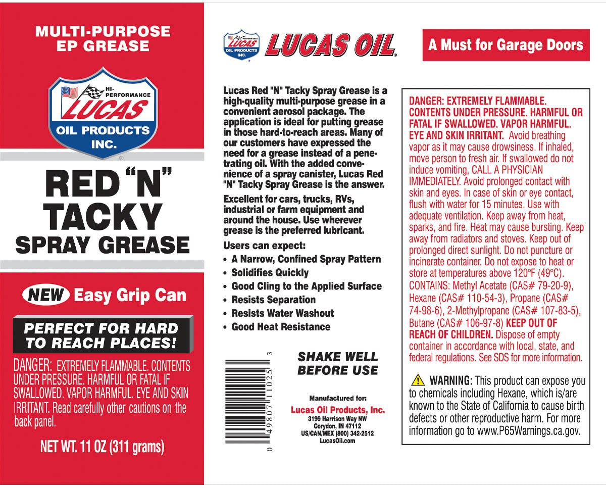 Lucas Oil 10005-30 Red "N" Tacky Multi-Purpose Grease - 14 oz - Case of 30