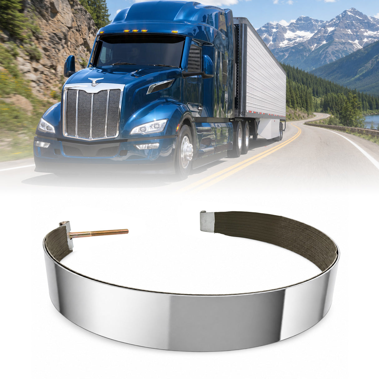 Stainless Steel Fuel Tank Strap for Peterbilt Trucks | Replacement 11-04551-001P | Fits 26" Diameter Fuel Tank
