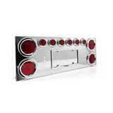 Stainless Steel Rear Center Tail Light Panel with Lights for Semi Trucks & Trailers | Chrome Finish