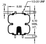 2 pack of TORQUE Double Convoluted Air Spring Bag (Replaces Firestone 6944, Firestone W01-358-6944, Goodyear 2B9-252) (2 x TR6944) - AFTERMARKETUS Torque Convoluted Air Springs