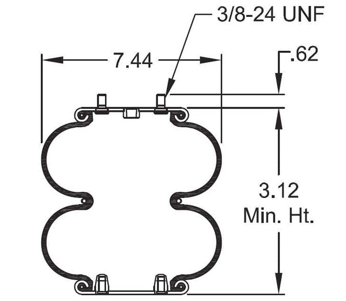 2 pack of TORQUE Double Convoluted Air Spring Bag (Replaces Firestone 7659, Firestone W01-358-7659, Hendrickson 5079) (2 x TR7659) - AFTERMARKETUS Torque Convoluted Air Springs