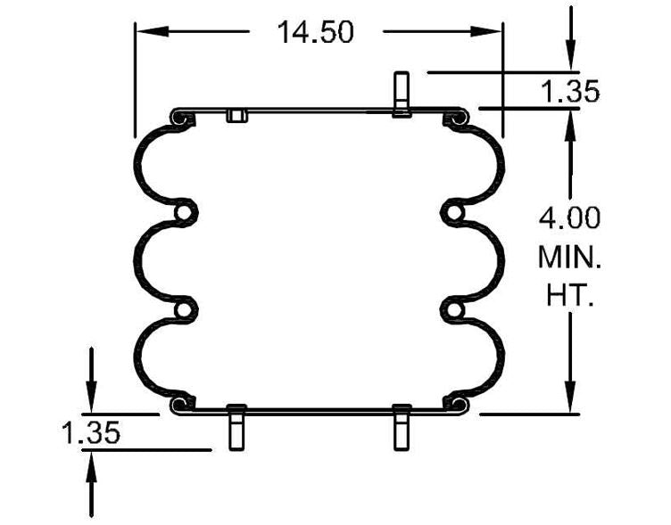 2 pack of TORQUE Triple Convoluted Air Spring Bag (Replaces Firestone 7800, Firestone: W01-358-7800, SAF Holland 570-07-800) (2 x TR7800) - AFTERMARKETUS Torque Convoluted Air Springs