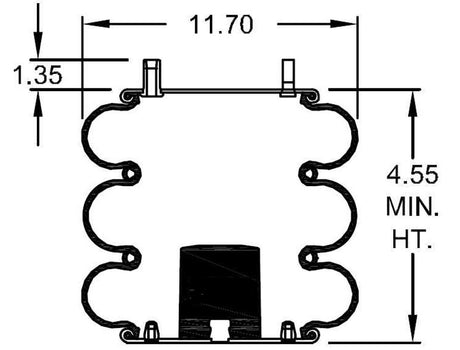 2 pack of TORQUE Triple Convoluted Air Spring Bag (Replaces Firestone 7996, 7990, Granning 8221, Firestone W01-358-7996) (2 x TR7996) - AFTERMARKETUS Torque Convoluted Air Springs