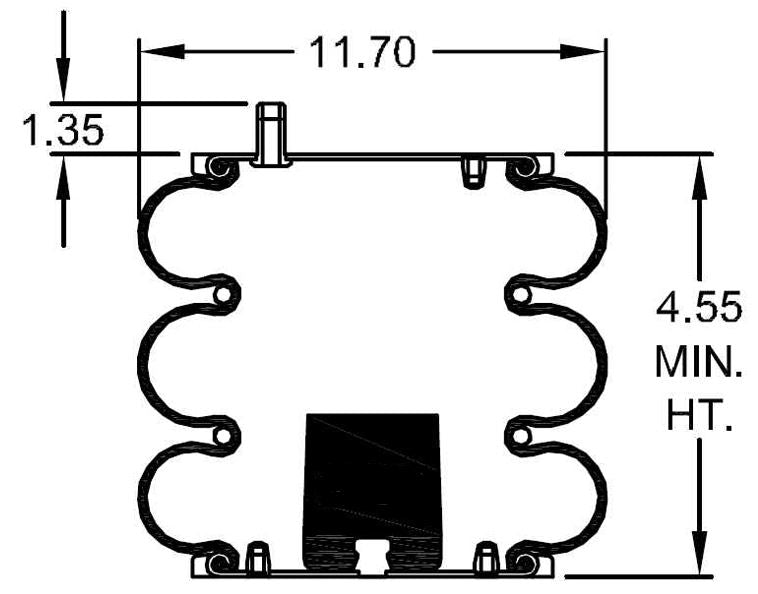 Triple Convoluted Air Spring Bag Replaces Hendrickson S-11637