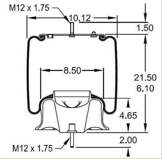 2 pack of TORQUE Air Spring Bag for Volvo Trucks (Replaces Firestone 8468, Volvo 21132005, Firestone W01-M58-8468) (2 x TR8468) - AFTERMARKETUS Torque Reversible Sleeve Air Springs