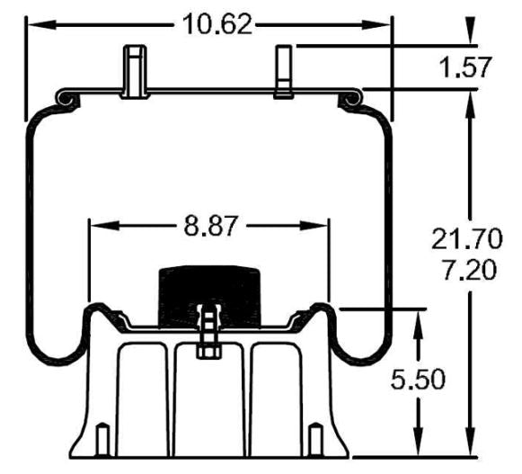 2 pack of TORQUE Air Spring Bag for Holland (Replaces Firestone 9121, Holland 905-57-019, Firestone W01-358-9121, Goodyear 1R13-039) (2 x TR9121) - AFTERMARKETUS Torque Reversible Sleeve Air Springs