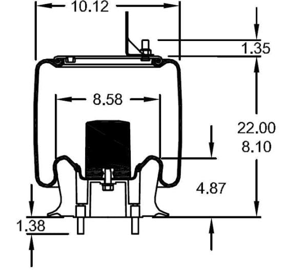 2 pack of TORQUE Trailer Air Spring Bag (Replaces Firestone 9287, Firestone W01-358-9287, Goodyear 1R12-424, 1S12-027, Hendrickson 50405-1, 50405-2) (2 x TR9287) - AFTERMARKETUS Torque Reversible Sleeve Air Springs