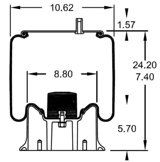 Trailer Air Spring Bag Replaces Hendrickson S-20127, C-20414