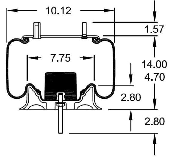 2 pack of TORQUE Trailer Air Spring Bag (Replaces Firestone 9807, Firestone W01-358-9807, Goodyear 1R12-1047) (2 x TR9807) - AFTERMARKETUS Torque Reversible Sleeve Air Springs