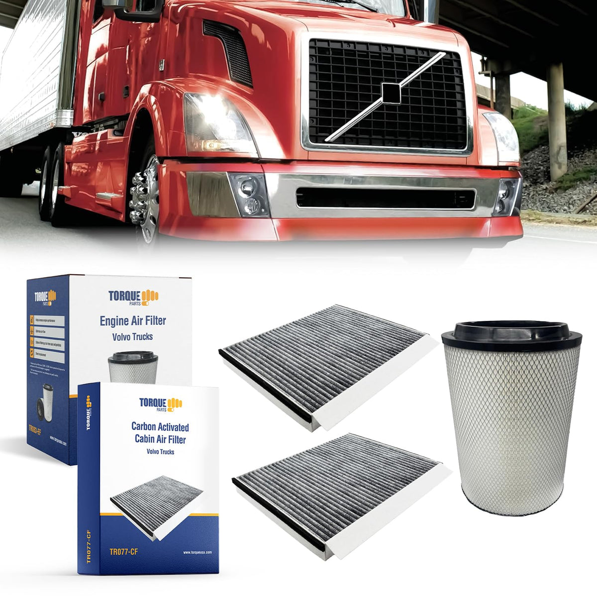 Cabin and Engine Air Filter Set for Volvo VNL | Replacement Fleetguard AF26163M AF26472M 20411815