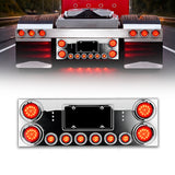 Stainless Steel Rear Center Tail Light Panel with Lights for Semi Trucks & Trailers | Chrome Finish