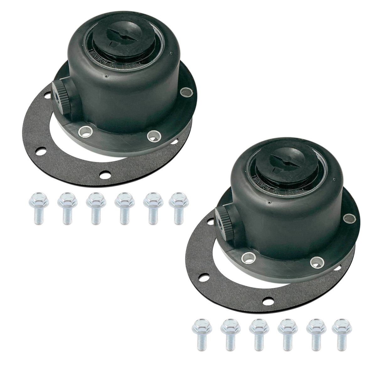 Composite Hub Cap with Plug & Gasket | 6 Hole 4.5 BC | Replaces 343-4024 | 2 Pack