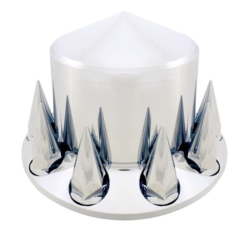 Chrome Front & Rear Axle Wheel Cover Spiked Lug Nut Covers