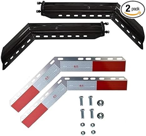 45 Degree 30" Black Mud Flap Hangers with Reflector - 1-1/8" Bolt Pattern