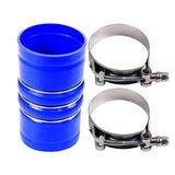 Silicone Blue Hump Hose Pair Charge Air Cooler w Clamps Set