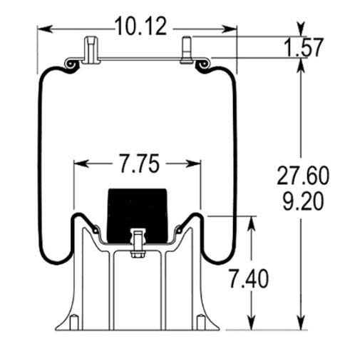 Trailer Air Spring Bag | Replacement Firestone 9367 W&C AS-0104 Hendrickson S-14249 | 2 Pack