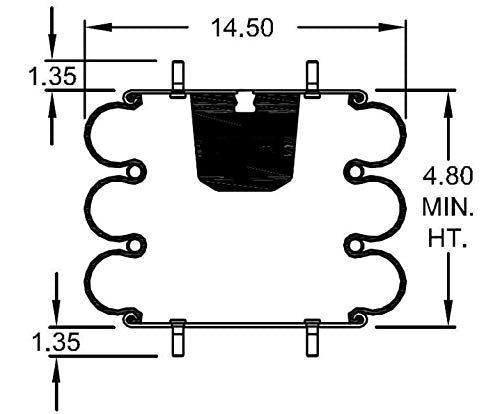 Triple Convoluted Air Spring Bag (Replaces Hendrickson 13041, Firestone W01-358-7818) - 2 Pack