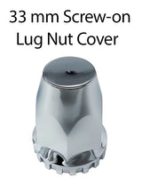 33mm Push-on Plastic Lug Nut Covers for Semi Trucks Trailers | Chrome | 10 Pcs