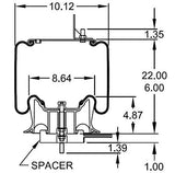 Trailer Air Spring Bag | Replacement Firestone 9663 Hendrickson 60271-2 | 2 Pack