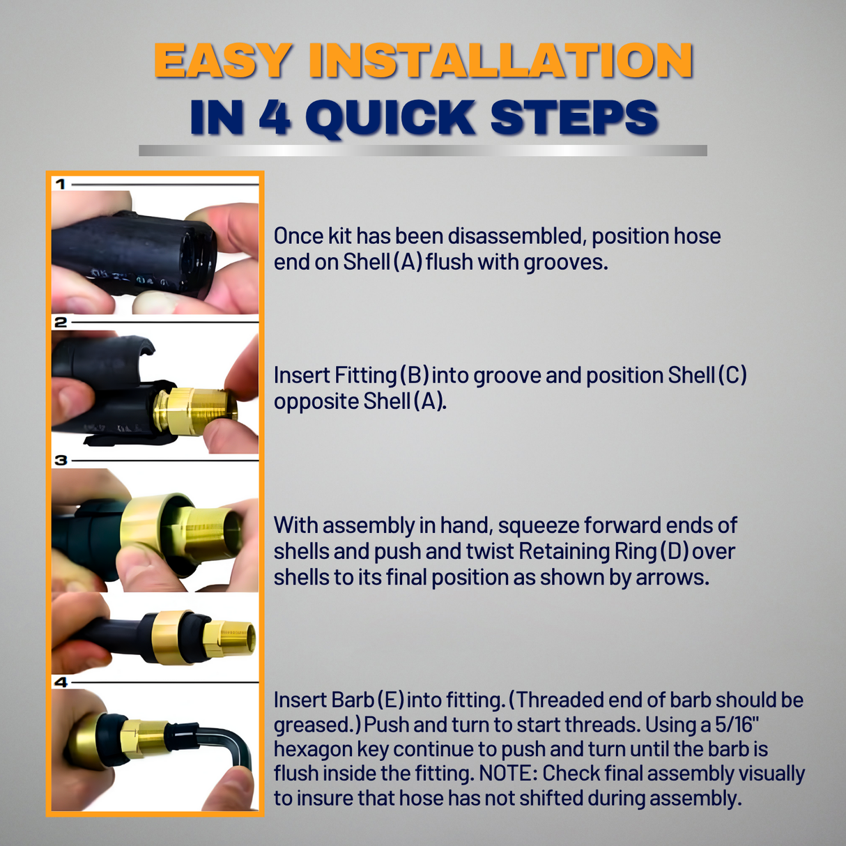 3/8" NPT Rubber Air Line Air Hose End Quick Repair Swivel Kit for Truck and Trailers | 10 Pieces