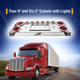 Stainless Steel Rear Center Tail Light Panel with Lights for Semi Trucks & Trailers | Chrome Finish
