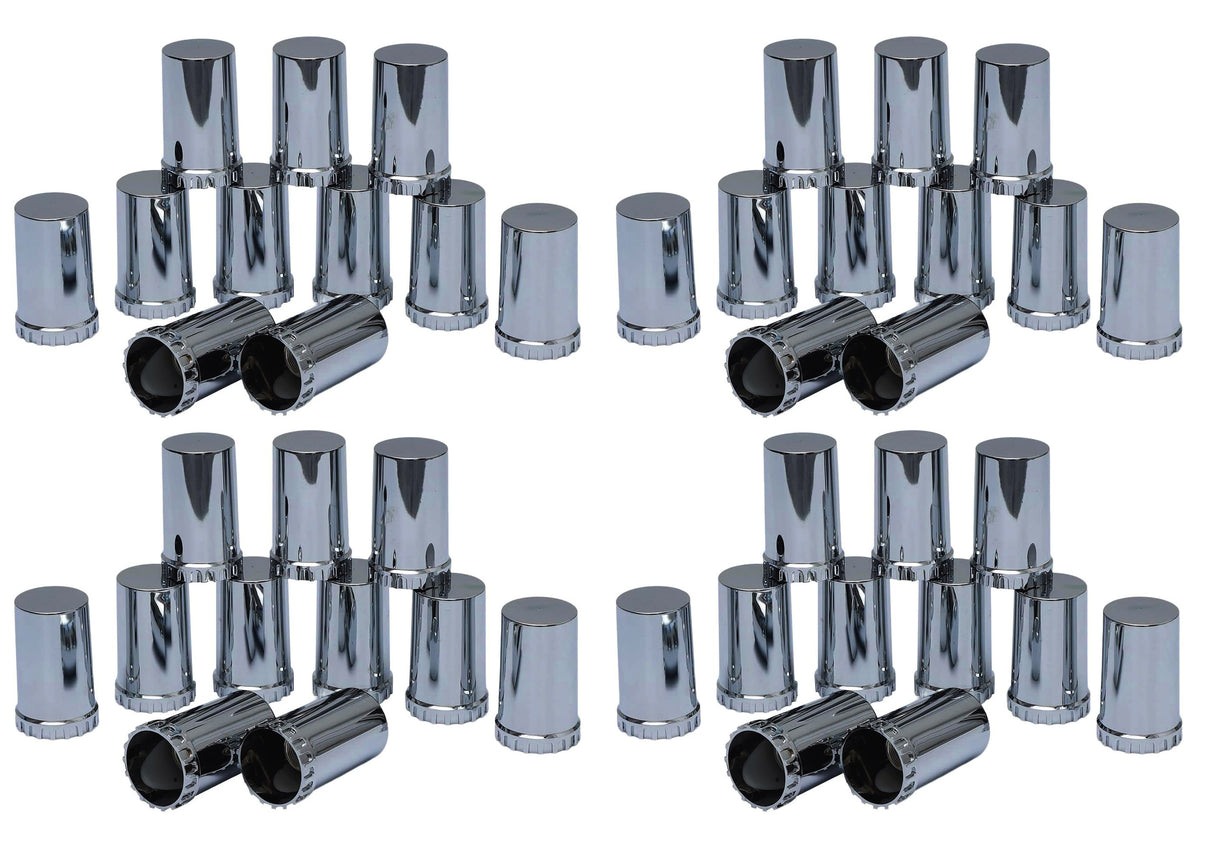 33mm Cylinder Screw-on Lug Nut Covers - Chrome - 40 Pcs